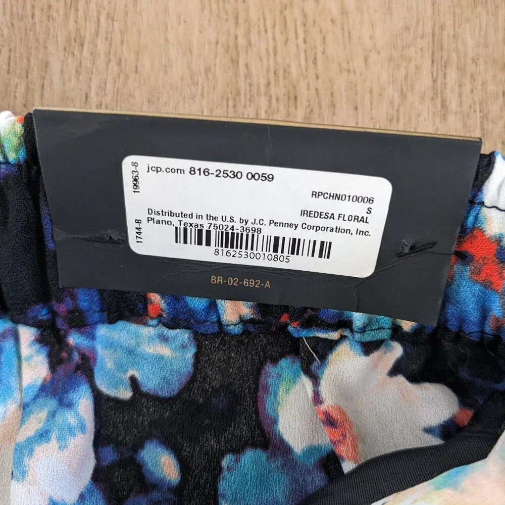 NWT Worthington Blue White Floral Mid Rise Pull On Pants Tapered Leg Sz Small S - Picture 5 of 9